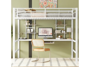 Lit mezzanine 140x200 cm MEUBLIV   coloris blanc