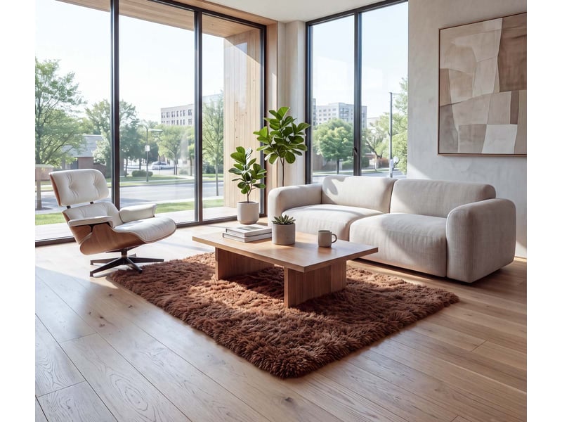  Tapis hwc-f69, shaggy, épais, poil long, tissutextile, cotonneux, doux, 200x140cm - marron foncé  - Conforama B