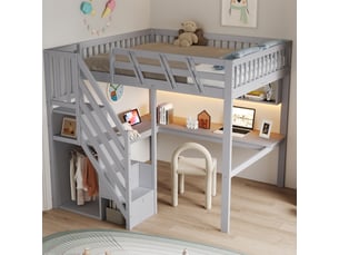 Lit combiné 140x200 cm <strong>MODFU</strong>  <strong></strong> coloris gris