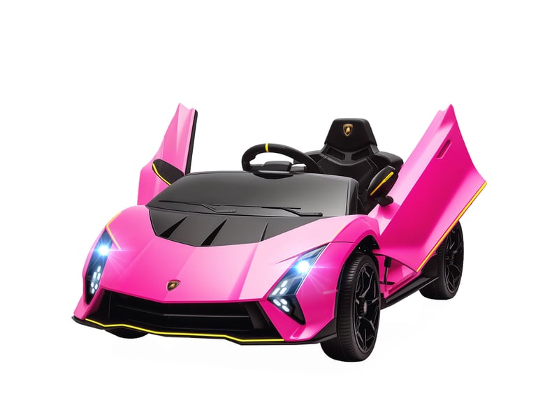  Voiture électrique pour enfants de 3 à 6 ans, lamborghini authentique 12 v avec double moteur, portes papillon, suspension, rose  - Conforama A