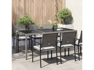Table à manger de jardin | table d'extérieur gris 190x90x75 cm verre trempérésine tressée shl5275