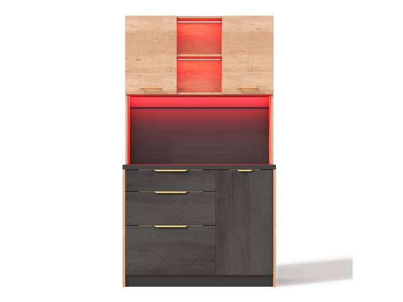Buffet de cuisine 180x100x40 cm, haute capacité avec 3 tiroirs et étagère, structure mdf robuste, idéal rangement cuisine ou salon. - Conforama A