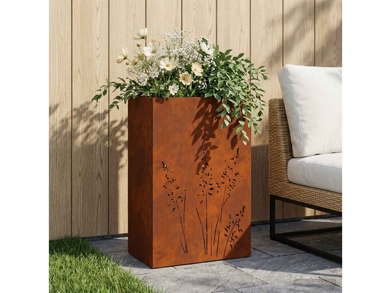  Jardinière - cache-pot de jardin rouillé 50 x 30 x 75 cm acier patiné  - Conforama B