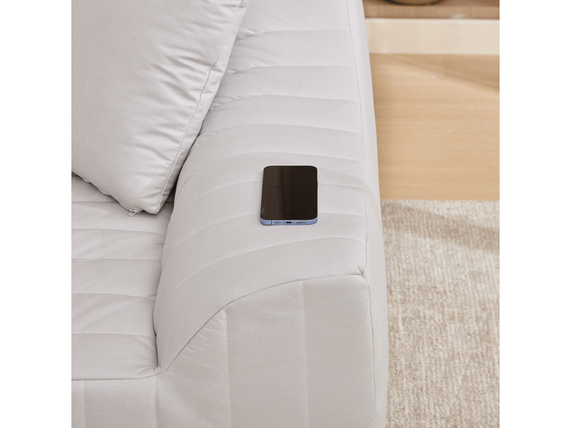  Canapé 2 places en tissu technique blanc, assise rembourrée en mousse pour salon et bureau  - Conforama R