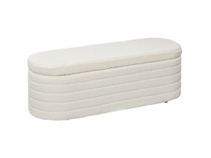 Banc de rangement de chambre 116 x 41 x 40,5 cm crème blanc, tissu peluche avec coffre dissimulé