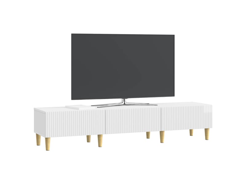  Meuble tv - banc tv - meuble de rangement blanc brillant 147 x 34,5 x 30 cm bois d'ingénierie  - Conforama C