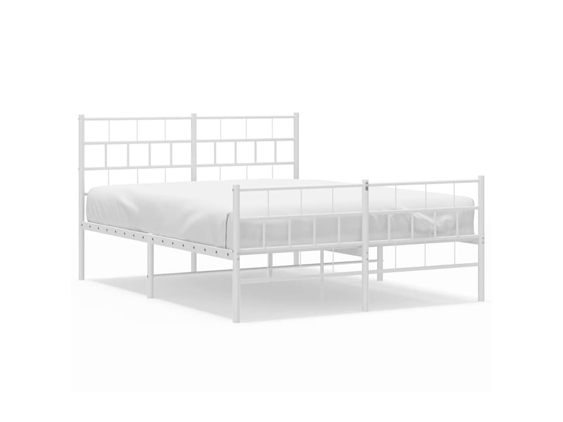  Lit double- lit adulte -  cadre de lit métal sans matelas et pied de lit blanc 150x200 cm  - Conforama A