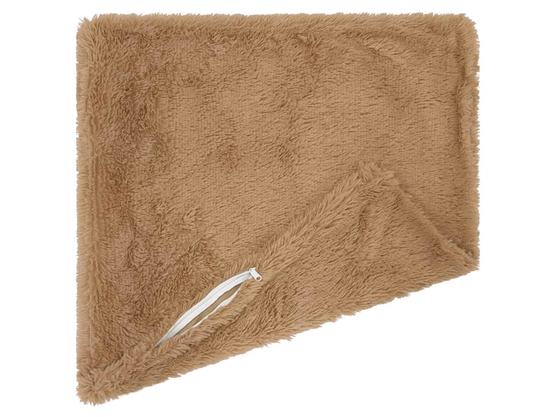 Lot de 6 coussins avec oreiller, coussins décoratifs heerlen taupe fleece pv cf50907 - Conforama D