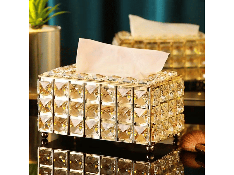  Boîte à mouchoirs carrée en cristal, porte-boîte à mouchoirs en verre étincelant, porte-mouchoir décoratif pour table de nuit de vanité de salon  - Conforama E