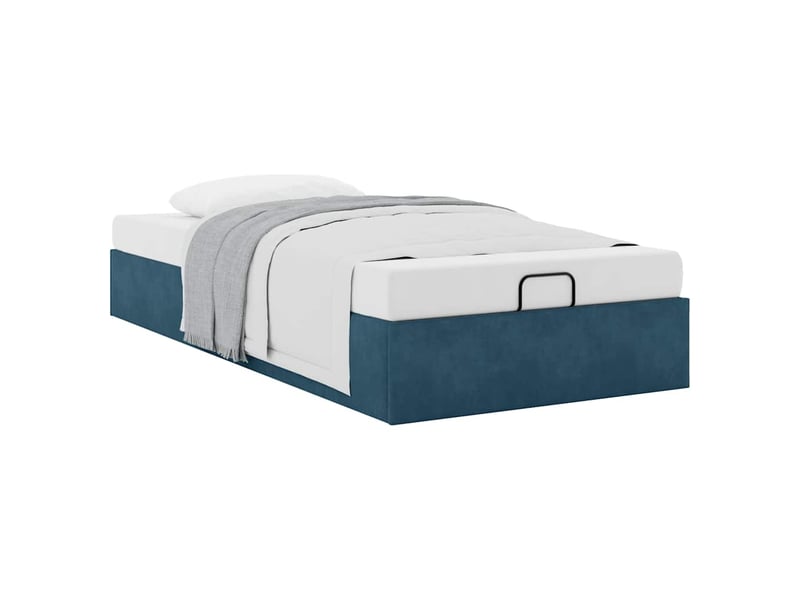  Lit simple- lit adulte -  cadre de lit ottoman sans matelas bleu foncé 100x200 cm velours  - Conforama D