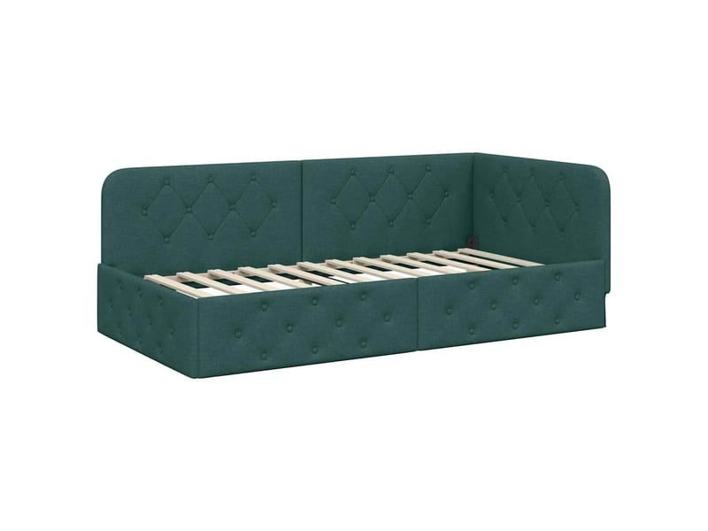  Lit simple- lit adulte -  cadre de lit d'angle vert foncé 100 x 200 cm tissu  - Conforama A