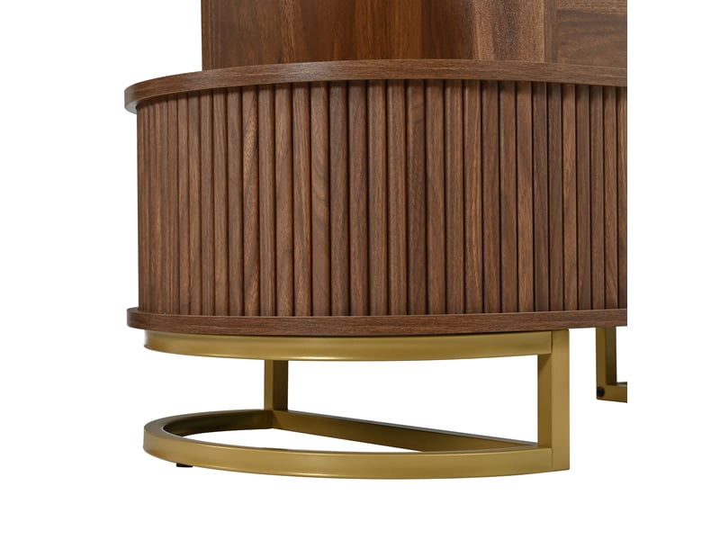  Table basse 100x50x64 cm ovale réglable en hauteur mdf noyer  - Conforama D