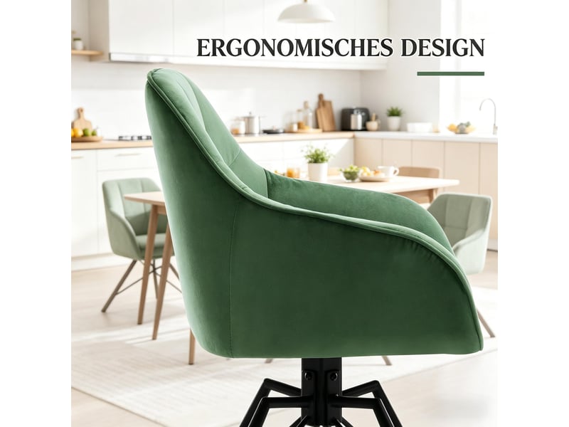 Lot de 2 chaises de salle à manger pivotantes,velours,vert foncé  - Conforama E