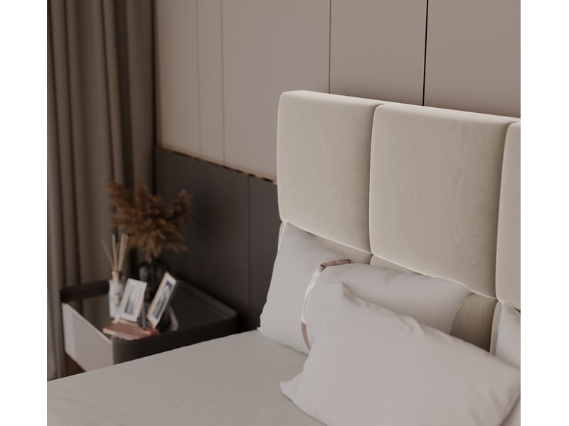  Lit coffre magnus - 180x200 cm - avec matelas et surmatelas - velours dense - crème MAGNUS - Conforama D