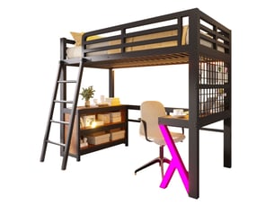 Lit mezzanine 90x200 cm <strong>OOIILLEE</strong> <strong></strong> coloris noir