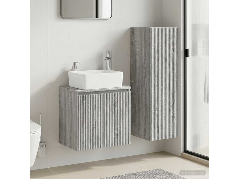  Ensemble de mobilier de salle de bain 2 pcs sonoma gris shl9218  - Conforama B