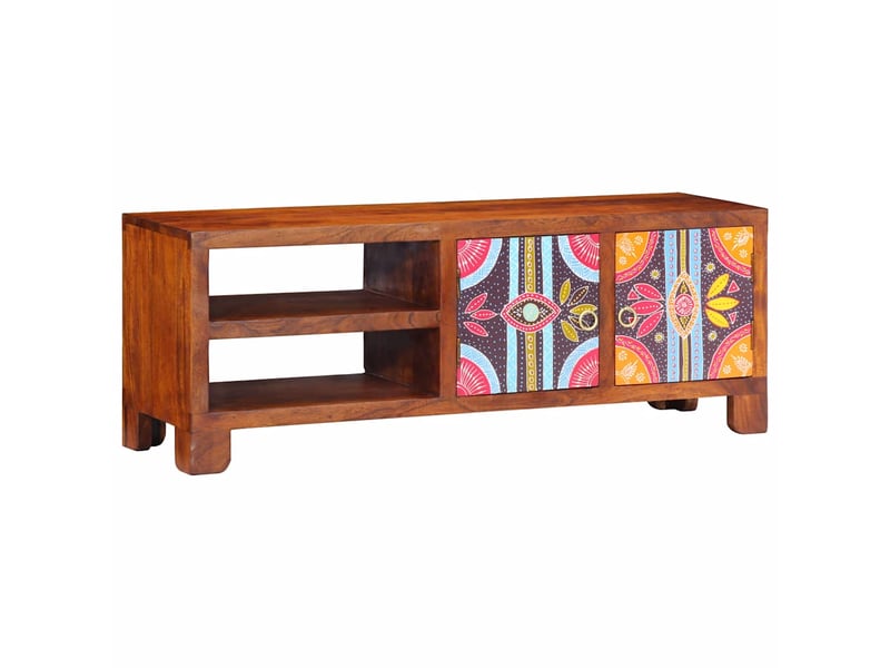  Meuble tv - banc tv - meuble de rangement multicolore 110x30x40 bois d'acacia massif  - Conforama C
