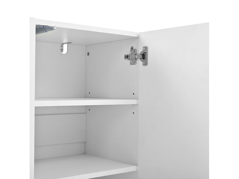 Meuble à chaussures et buffet 120 x 35,5 x 80 cm en mdf et panneaux de particules, 3 portes, blanc chicfurn - Conforama E