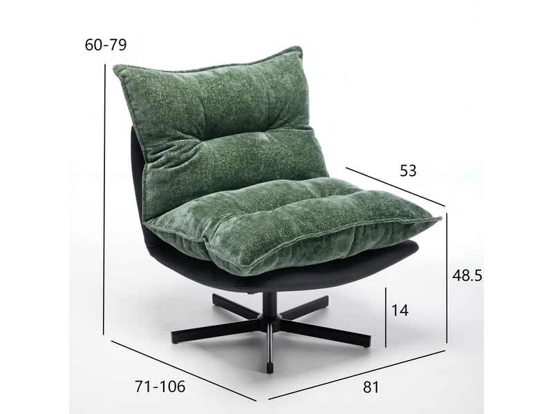  Fauteuil relax pivotant 360° vert, dossier réglable 3 positions, chenille et pu  - Conforama C