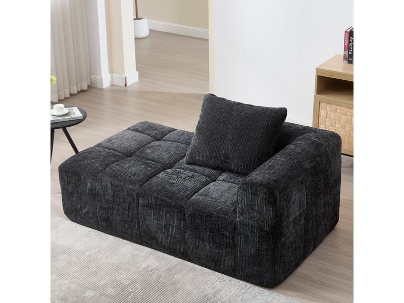  Canapé de salon, canapé moderne, avec méridienne, sans montage, poches latérales, noir  - Conforama D