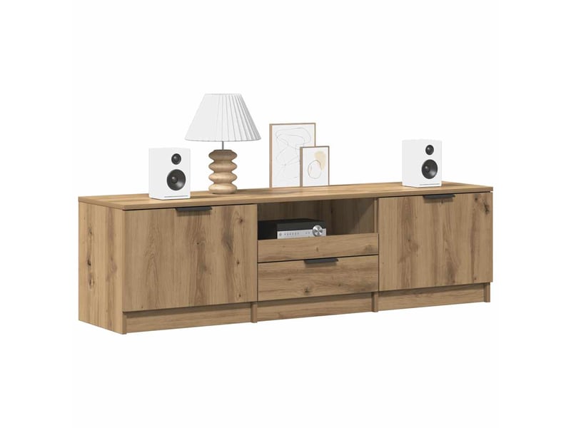  Meuble tv - banc tv - meuble de rangement chêne artisan 140x35x40 cm bois d'ingénierie  - Conforama C