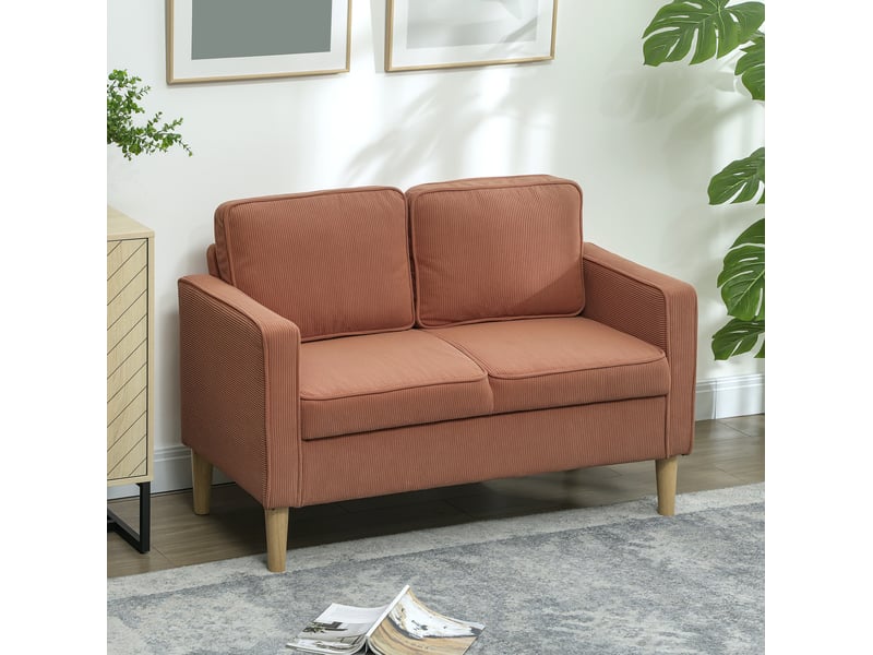 Canapé 2 places 117x63x79 cm avec rangement, pieds en bois, orange  - Conforama B