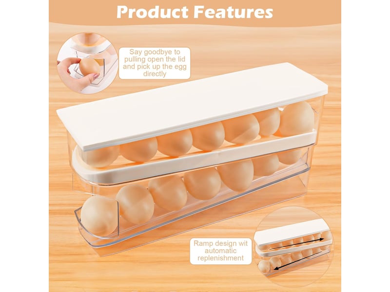 Boîte à œufs blanche, 30,3*8,5*14,2 cm, 1 pièce, pour le réfrigérateur et le rangement dans la cuisine  - Conforama D
