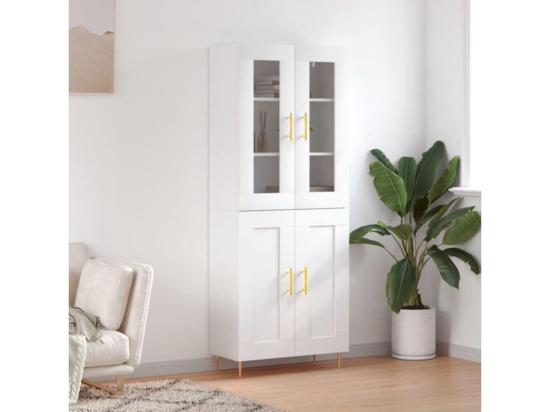  Buffet haut - bahut - meuble de rangement blanc 69,5x34x180 cm bois d'ingénierie  - Conforama B