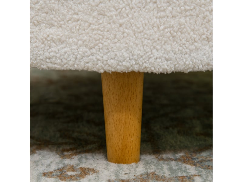  Pouf rond 56x42 cm avec rangement et couvercle rabattable, blanc  - Conforama C