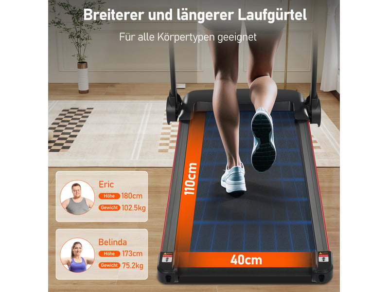 Tapis de course pliable 121x50x94 cm noir en métal, inclinaison 8 %, vitesse 14 kmh et 12 programmes - Conforama D