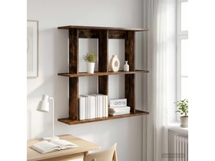 Étagère flottante, étagère suspendue montage mural chêne fumé 80 x 20 x 75 cm cf42493