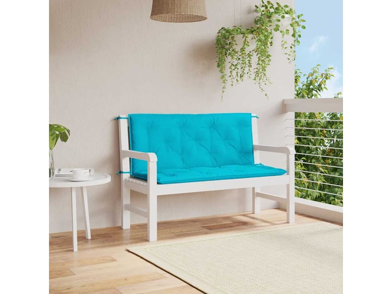 Lot de 2 coussins de banc de jardin, coussins d'assise turquoise 120x50x7 cm tissu cf58701 - Conforama B