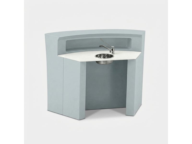  Comptoir bar professionnel courbé avec lavabo intégré hangar blanc - turquoise  - Conforama A