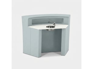 Comptoir bar professionnel courbé avec lavabo intégré hangar blanc - turquoise