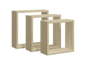 Lot de 3 étagères murales cube, étagères suspendues chêne sonoma cf43322