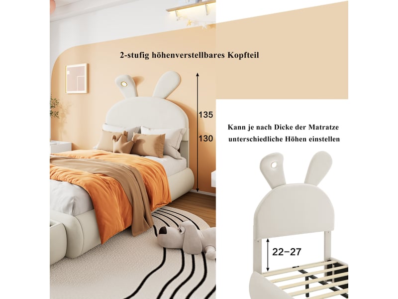  Lit enfant mezzanine 90x200 cm - blanc - avec table et armoire - échelle latérale - 1 place  - Conforama D