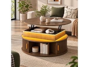 Table basse rond(e) coloris marron <strong></strong> <strong></strong> - 75 cmx75 cm