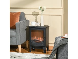 Cheminée électrique led sur pied noire 9001800 w avec effet flamme et contrôle de température, pour 15 à 20 m²