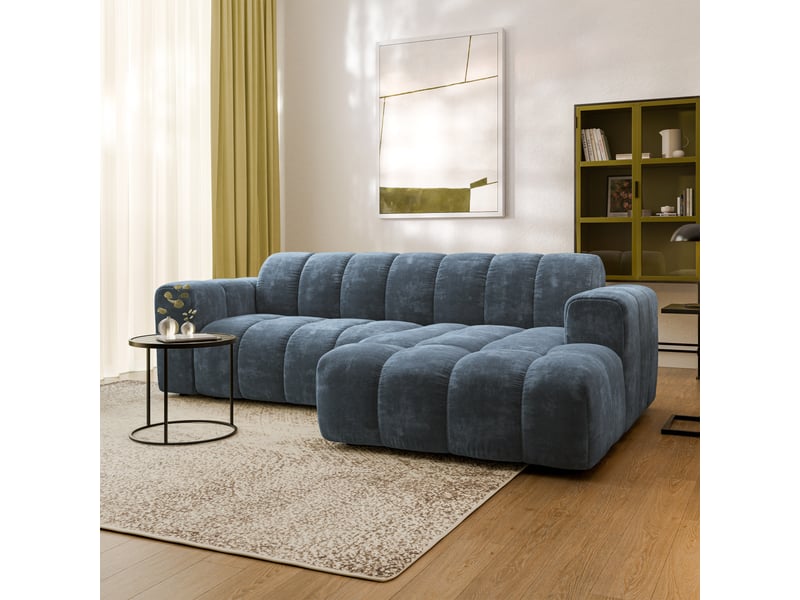  Canapé d'angle tisi, tissu chenille bleu  - Conforama B