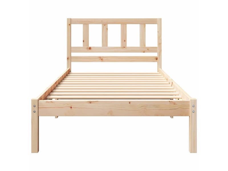 Lit simple- lit adulte -  cadre de lit avec tête de lit marron 100 x 200 cm pin massif  - Conforama C