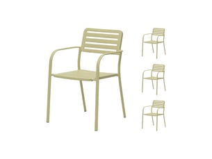 Lot de 4 fauteuils de jardin empilables en métal crème - baca