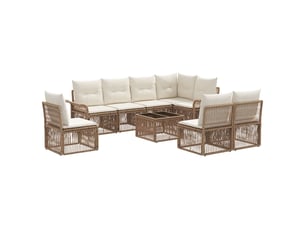 Vidaxl ensemble de canapé de jardin 9 pcs beige polyrotin