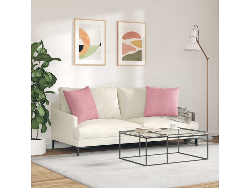 Lot de 2 coussins de canapé, coussins décoratifs rose 50 x 50 cm cf59149 - Conforama D