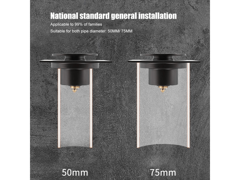  Siphon de sol en acier inoxydable anti - odeur, 10x10 cm, noir - pour douche, cuisine, garage, toilette  - Conforama D