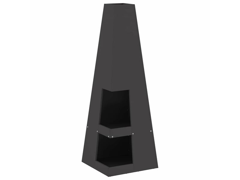 Brasero exterieur, foyer camping noir 35x35x100 cm acier patiné - Conforama A