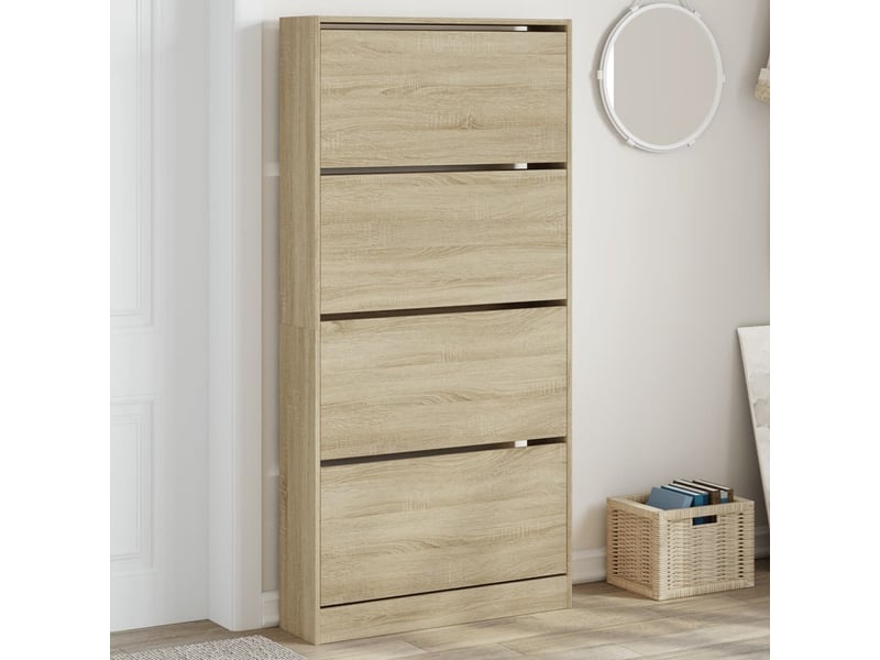  Meuble à chaussure | armoire à chaussures 4 tiroirs rabattables chêne sonoma  - Conforama B