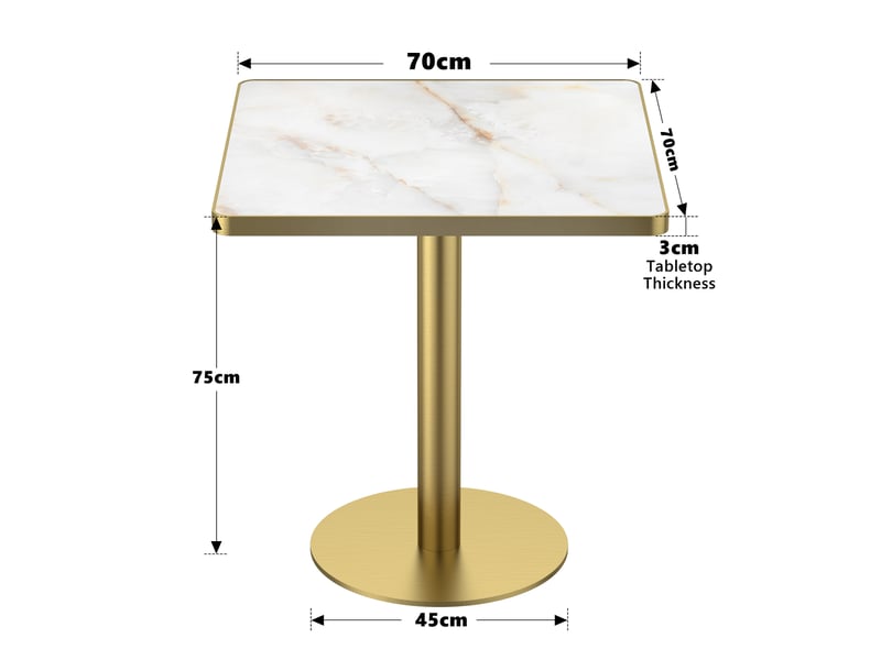  Table à manger ronde diamètre 70 cm en pierre frittée avec pieds en acier inoxydable titane  - Conforama C