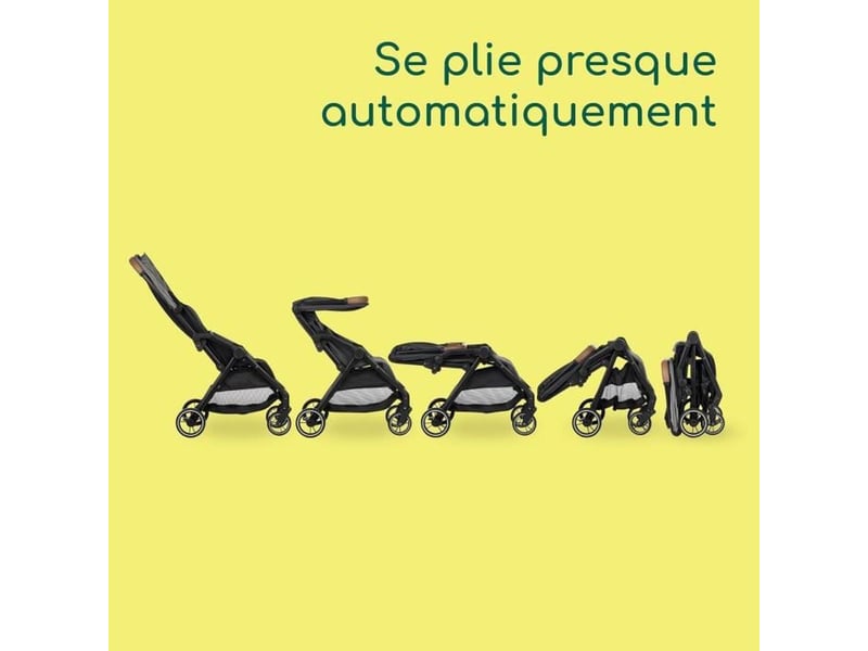  Poussette citadine ultra compacte 0-22 kg avec pliage automatique 3 positions dossier inclinable harnais 5 points noir 1147077210 - Conforama B