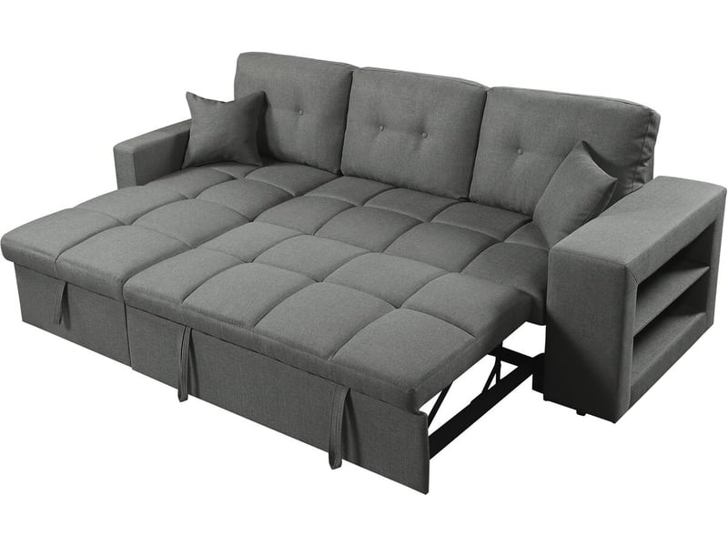 Canapé d'angle convertible-réversible tissu style bubble axel - 3 places - noir - Conforama D