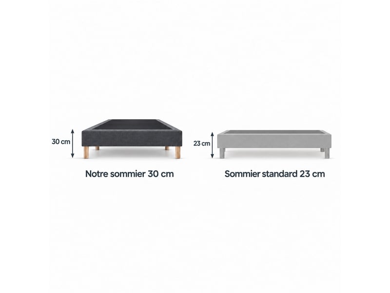 Sommier tapissier déco 90x200 cm gris - hauteur 30 cm - pieds inclus - Conforama D